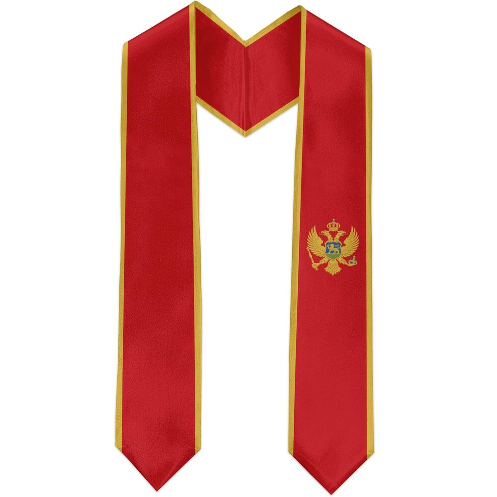 5812 Montenegro Flag Graduation Sash Satin Scarf 72" Stole for Abroad